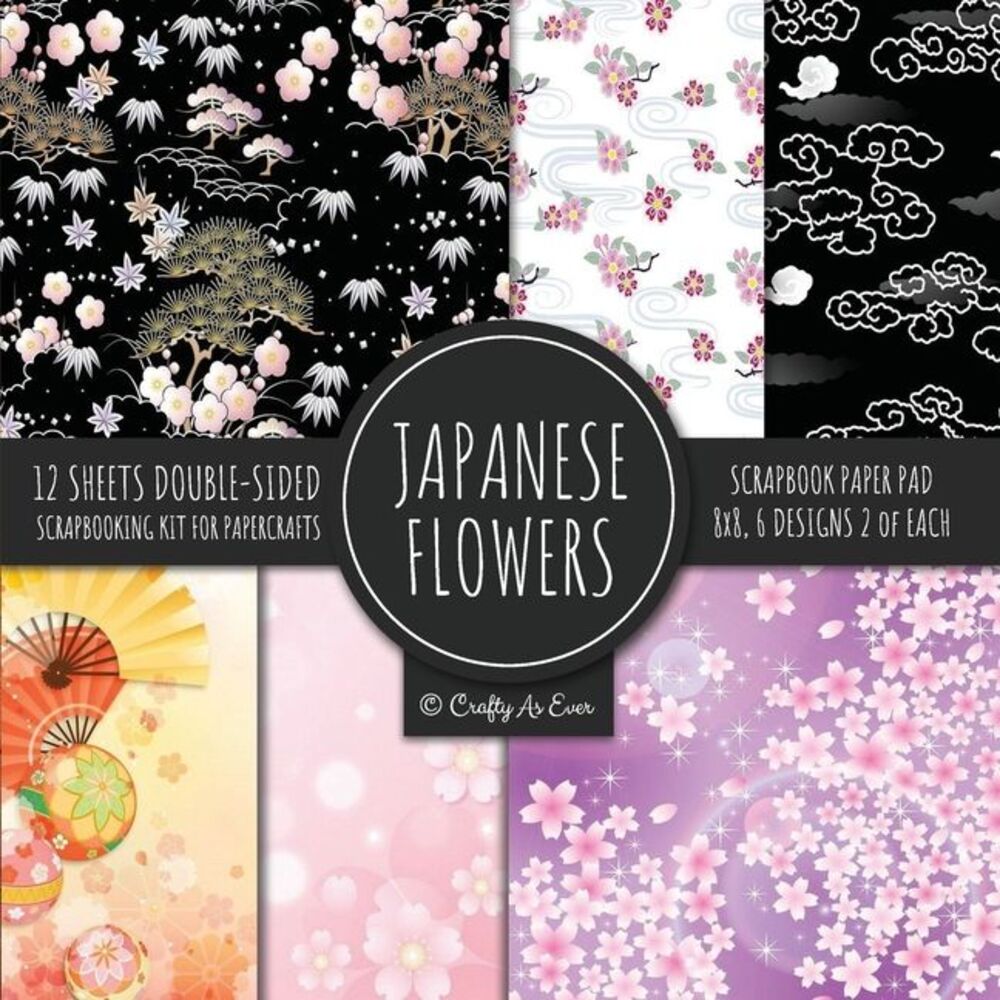 Japanese Flowers Scrapbook Paper Pad 8x8 Scrapbooking Kit for Papercrafts, Cardm